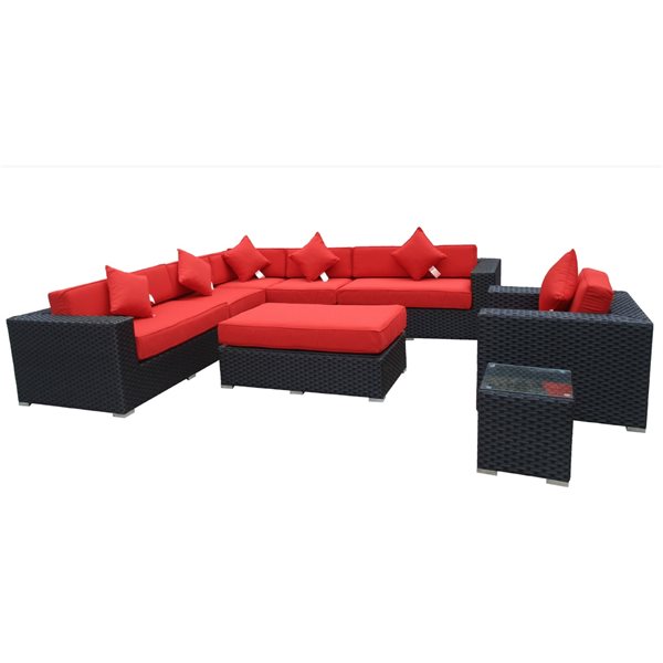 WD Patio Bellagio Wicker/Aluminum 5-Piece Sectional Outdoor Patio Set -  Red