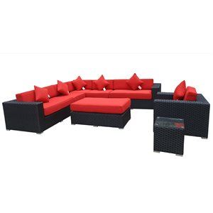 WD Patio Bellagio Wicker/Aluminum 5-Piece Sectional Outdoor Patio Set -  Red