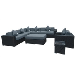 WD Patio Bellagio Wicker/Aluminum 5-Piece Sectional Outdoor Patio Set - Graphite Grey