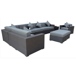 WD Patio Caesar Wicker/Aluminum 5-Piece Sectional Outdoor Patio Set - Graphite Grey