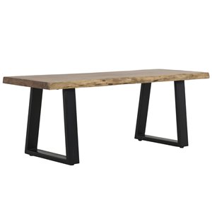 Collection Bourbon Street Kiel Wood and Metal Dining Bench - Natural/Black - 70-in