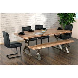 Collection Bourbon Street Loomie Wood and Metal Dining Bench - Acacia/Silver - 70"