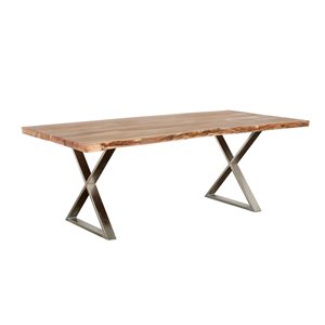Table salle à manger Loomie en bois d'acacia et métal, 82"