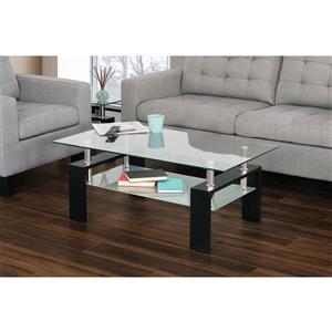 Collection Bourbon Street Cherry Glass Top Coffee Table - 43" x 23"