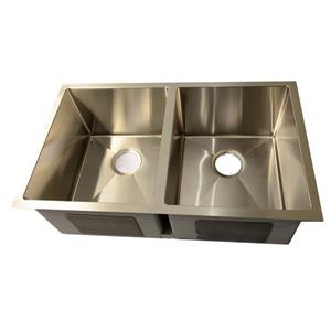 Évier sous plan de cuisine double, carré, acier inoxydable