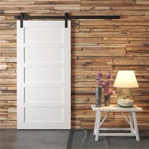 Porte de grange avec quincaillerie, 5 panneaux, blanc, 40"