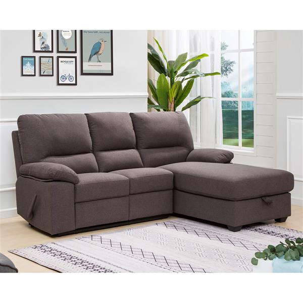 FAMV Victoria Recliner Sectional with Storage Right Grey 9519R