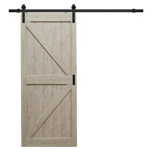 ReliaBilt Silver Oak K Design Rustic Pre-Drilled Sliding Barn Door Slab - 42-in