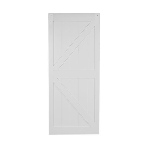 Renin K Design Rustic Pre-Drilled Sliding Barn Door Slab White  - 42-in