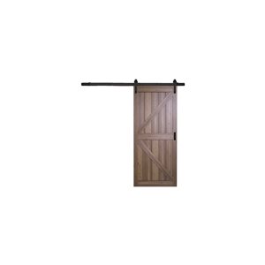 ReliaBilt Gunstock Oak K Design Sliding Barn Door w/ Hardware Kit - 36-in x 84-in