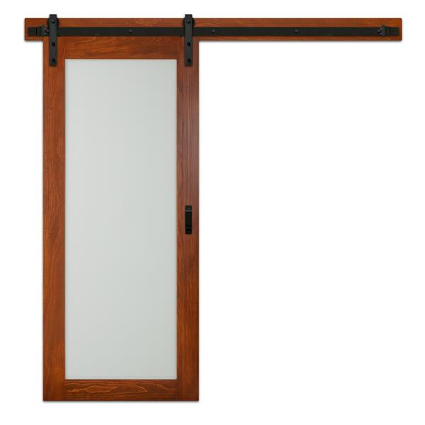 Reliabilt 1 Lite Frosted Glass Barn Door With Hardware Cherry