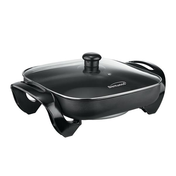 Brentwood Electric Skillet with Glass Lid - Black - 12-in