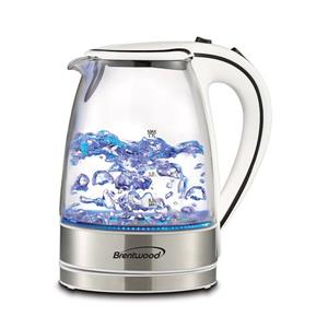 Brentwood 1.7L Cordless Glass Electric Kettle - White