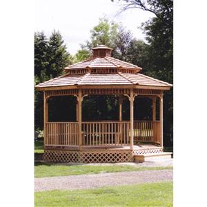 Pavillon de jardin octogonnal, avec marche, 14 pieds, cèdre