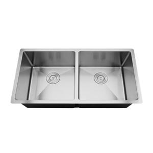Évier de cuisine double encastré, 34", acier inoxydable