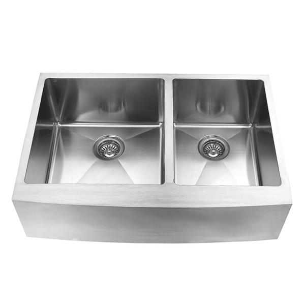 Elegant Stainless Farmhouse Apron Double Kitchen Sink 33 In   330683000 MainImage 001 L 