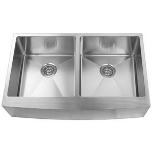 Elegant Stainless Farmhouse/Apron Double Kitchen Sink - 36-in - Stainless Steel