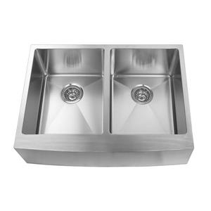 Elegant Stainless Farmhouse/Apron Double Kitchen Sink - 30-in - Stainless Steel