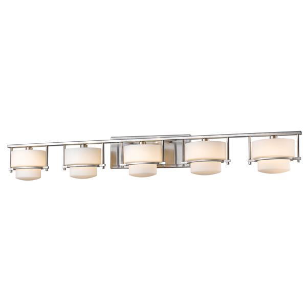 Z-lite Z-Lite Porter Bathroom LED Vanity Light - 5-Light - Brushed Nickel 3030-5V-BN-LED Z-lite Z-Lite Porter Bathroom LED Vanity Light - 5-Light - Brushed Nickel 3030-5V-BN-LED