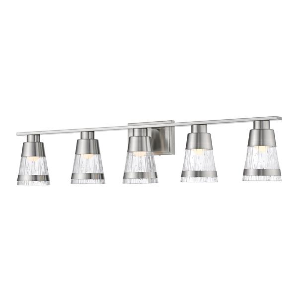 Z-lite Z-Lite Ethos Bathroom LED Vanity Light - 5-Light - Brushed Nickel 1923-5V-BN-LED Z-lite Z-Lite Ethos Bathroom LED Vanity Light - 5-Light - Brushed Nickel 1923-5V-BN-LED