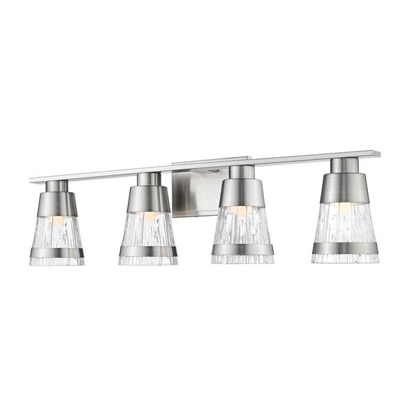 Z-lite Z-Lite Ethos Bathroom LED Vanity Light - 4-Light - Brushed Nickel 1923-4V-BN-LED Z-lite Z-Lite Ethos Bathroom LED Vanity Light - 4-Light - Brushed Nickel 1923-4V-BN-LED