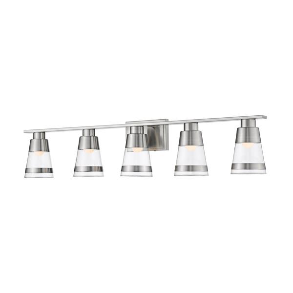 Z-lite Z-Lite Ethos Bathroom LED Vanity Light - 5-Light - Brushed Nickel 1921-5V-BN-LED Z-lite Z-Lite Ethos Bathroom LED Vanity Light - 5-Light - Brushed Nickel 1921-5V-BN-LED
