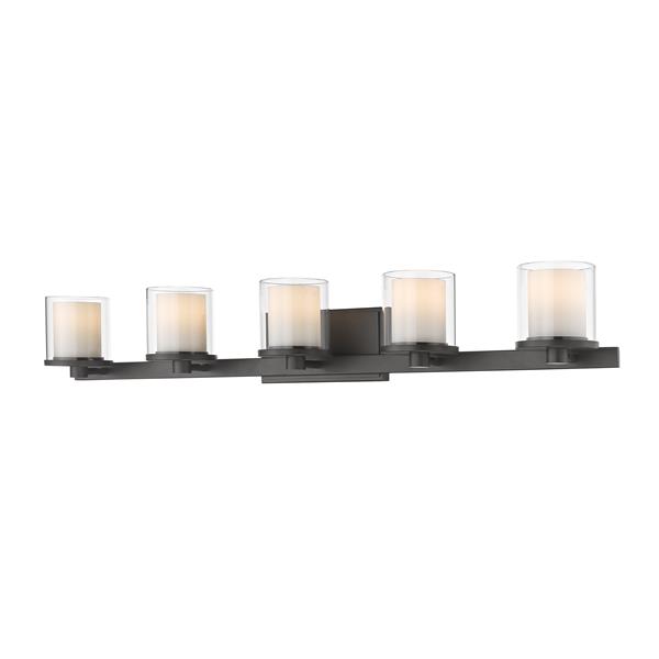 Z-lite Z-Lite Schema Bathroom LED Vanity Light - 5-Light - Bronze 1918-5V-BRZ-LED Z-lite Z-Lite Schema Bathroom LED Vanity Light - 5-Light - Bronze 1918-5V-BRZ-LED