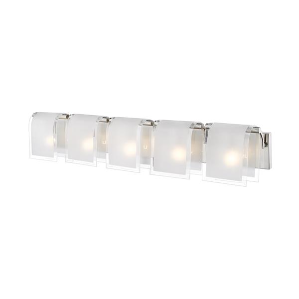 Applique pour salle de bain Zephyr,5 lumières, nickel brossé