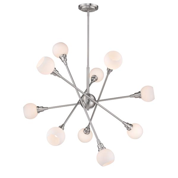 Z-Lite Tian 10-Light Pendant - 39.25-in  - LED Light - Brushed Nickel