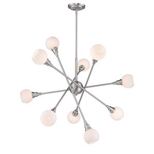 Luminaire suspendu Tian, 10 lumières, 39,25 po, nickel brossé