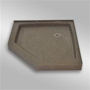 Base de douche en angle NEO, 36 po x 36 po, pierre carioca