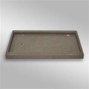 The Marble Factory Shower Base with Left-Hand Offset Drain - 60-in x 32-in - Carioca Stone