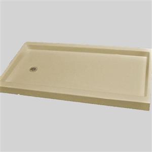 The Marble Factory Shower Base with Left-Hand Offset Drain - 60-in x 32-in - Solid Bone