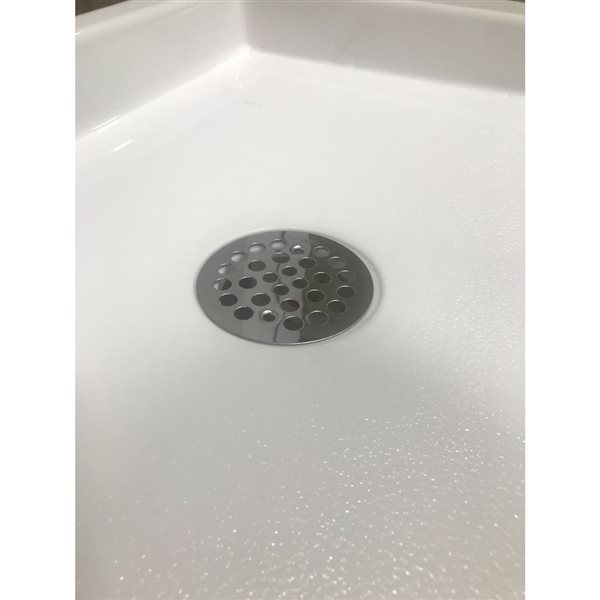 Base de douche unique avec drain central, 60 po x 36 po, os solide