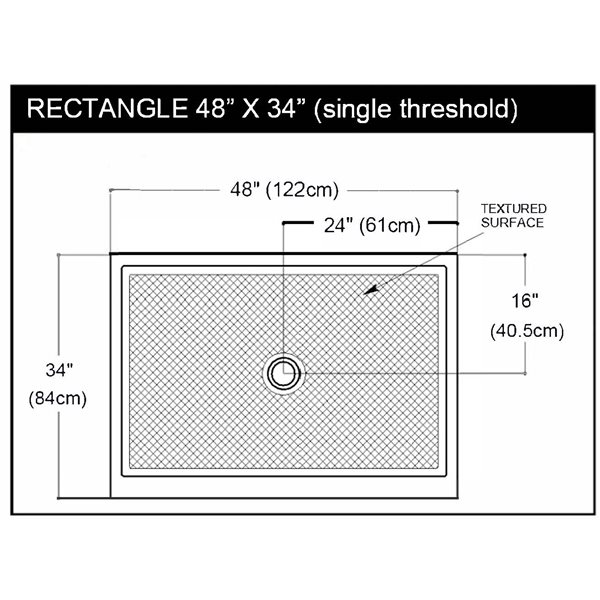 The Marble Factory Single Shower Base with Centre Drain - 48-inx 34-in - Solid Bone