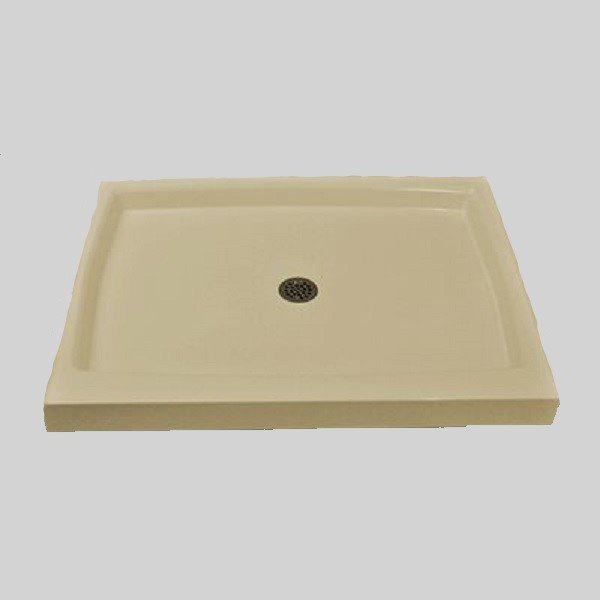 The Marble Factory Single Shower Base with Centre Drain - 48-inx 34-in - Solid Bone