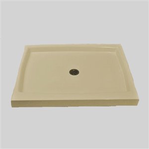 The Marble Factory Single Shower Base with Centre Drain - 48-inx 34-in - Solid Bone