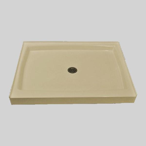 The Marble Factory Single Shower Base with Centre Drain - 48-inx 36-in - Solid Bone