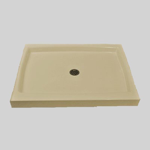 The Marble Factory Double Threshold Shower Base - 42-in x 36-in - Solid Bone