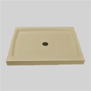 The Marble Factory Single Shower Base with Center Drain - 42-in x 36-in - Solid Bone