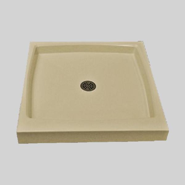 The Marble Factory Single Shower Base with Center Drain - 36-in x 36-in - Solid Bone