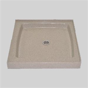The Marble Factory Double Threshold Shower Base - 36-in x 36-in - Irish Cream