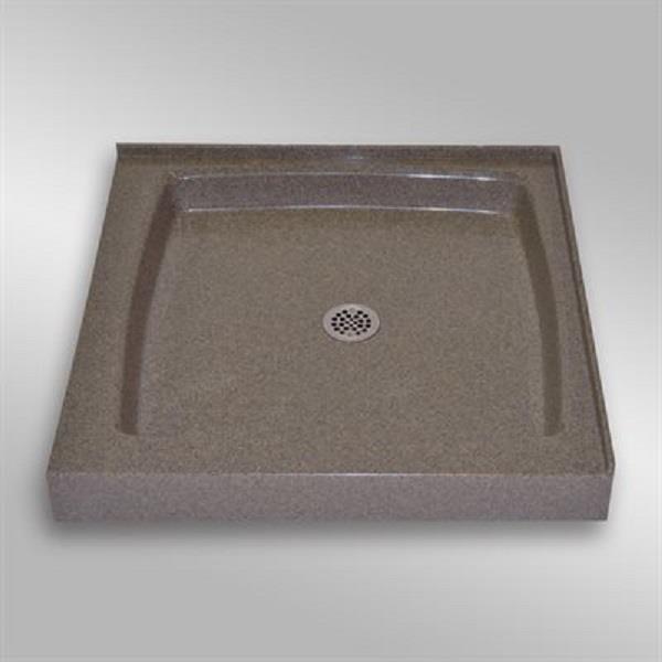 The Marble Factory Double Threshold Shower Base - 36-in x 36-in - Carioca Stone