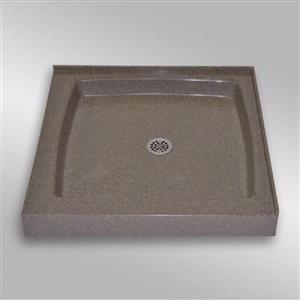 The Marble Factory Double Threshold Shower Base - 36-in x 36-in - Carioca Stone
