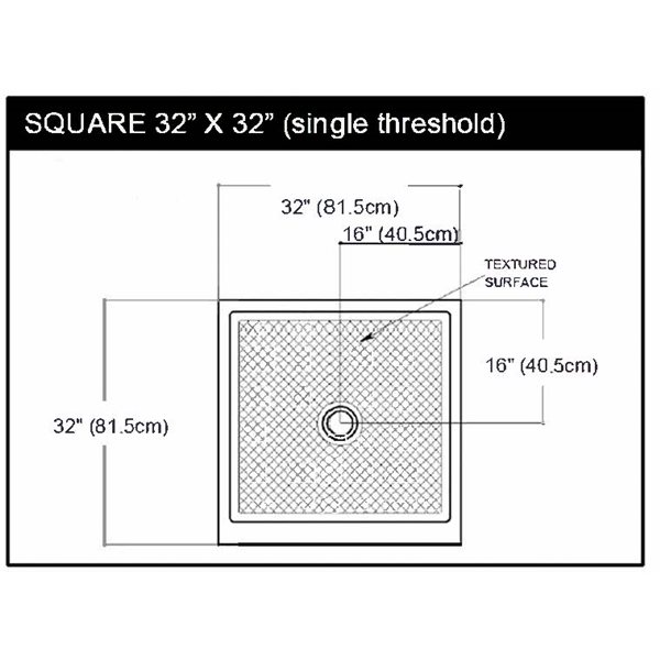 The Marble Factory Single Shower Base with Centre Drain - 32-in x 32-in - Mystique