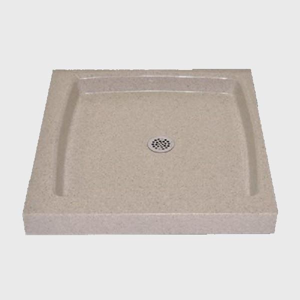 The Marble Factory Single Shower Base with Centre Drain - 32-in x 32-in - Irish Cream