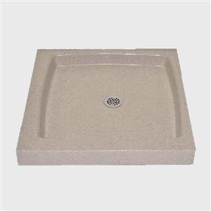 The Marble Factory Single Shower Base with Centre Drain - 32-in x 32-in - Irish Cream