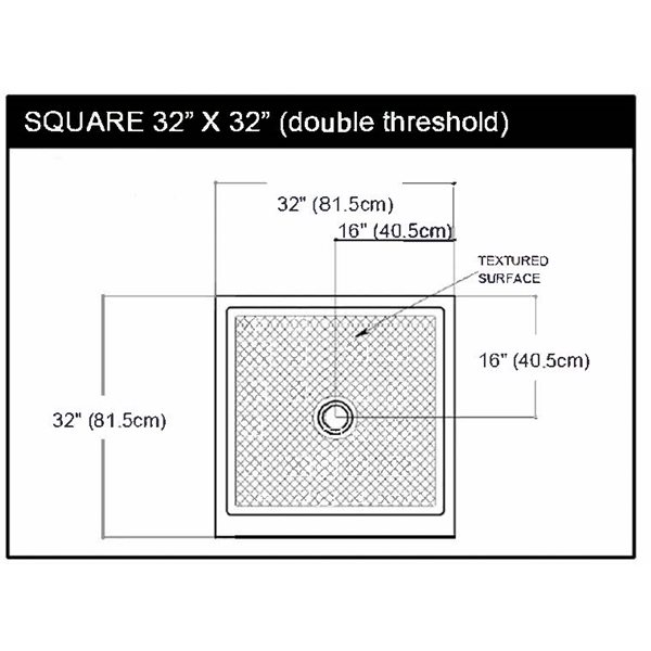 The Marble Factory Double Threshold Shower Base - 32-in x 32-in - Solid Bone