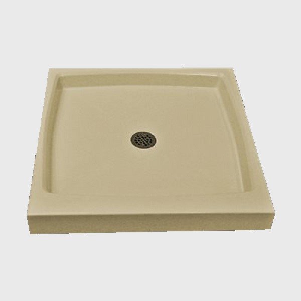 The Marble Factory Double Threshold Shower Base - 32-in x 32-in - Solid Bone