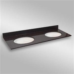The Marble Factory 61-in x 22-in Bathroom Vanity Top with Double Oval Sinks - Espresso